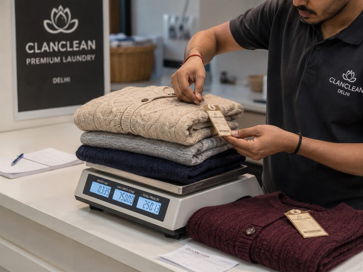 Woolen Cleaning in Delhi — Sweaters, Shawls & Pashmina process at ClanClean Delhi