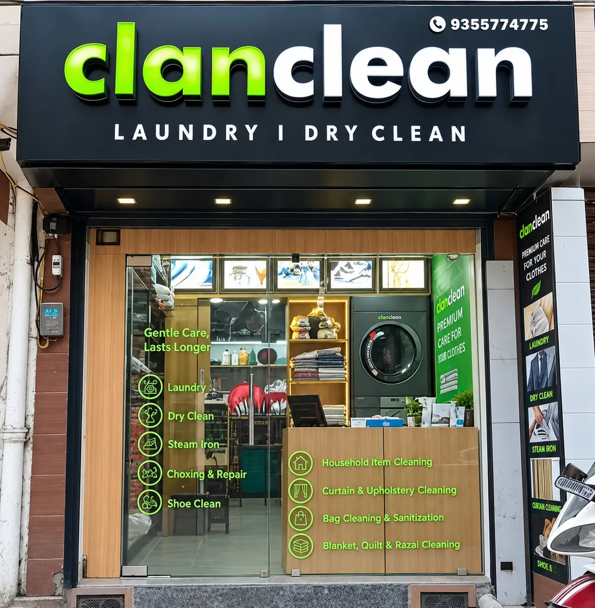 ClanClean laundry and dry cleaning shop on Mangal Bazar Road, Laxmi Nagar